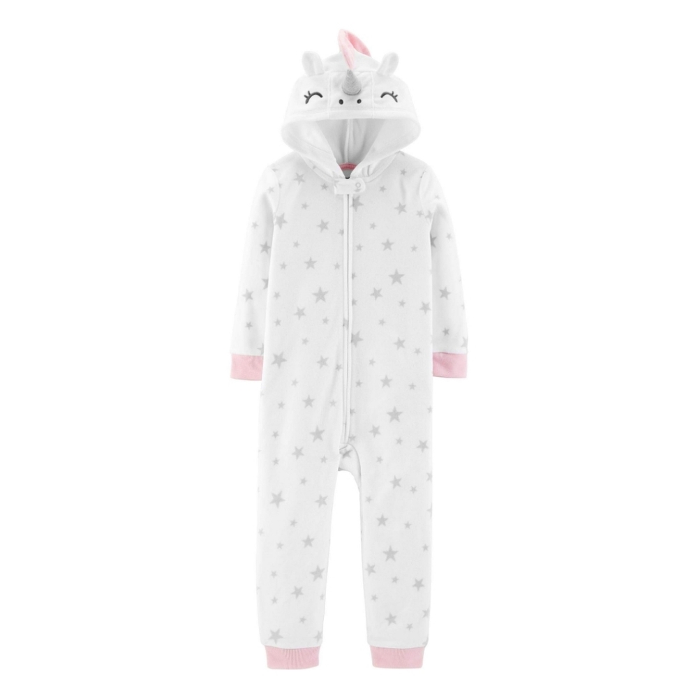 Carters girls hooded unicorn fleece 1-piece pajamas